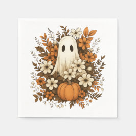 Lieve Geest Met Pompoen & Herfstbloemen – Hallowee Servet