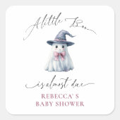 Lieve Geest met Roze Strik & Heksenhoed Baby Showe Vierkante Sticker (Voorkant)