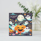 Lieve Geest Pompoenen Halloween Douane Kerstkaart (Staand voorkant)