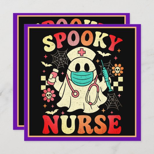 Lieve Geest Verpleegster Halloween Grafisch Retro  Feestdagenkaart (Voorkant / Achterkant)