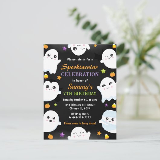 Lieve Geesten Halloween Verjaardagsfeestje Briefkaart (Staand voorkant)