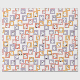 Lieve Geesten Kleurrijke Blokken Halloween Cadeaupapier