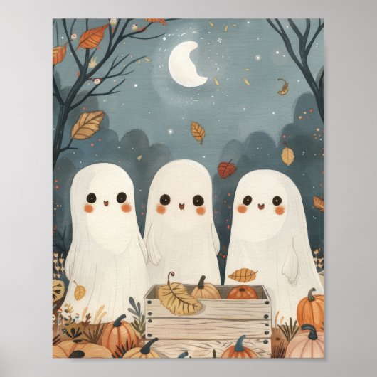 Lieve Geesten & Pompoenen Gril Halloween Poster (Voorkant)