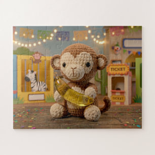 Lieve Gehaakte Aap met een Banaan in de Dierentuin Legpuzzel