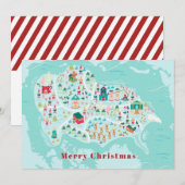 Lieve geïllustreerde Noordpool dorpskaart vakantie Feestdagenkaart (Voorkant / Achterkant)