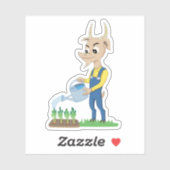 Lieve geit Tuinman cartoon Sticker (Vel)