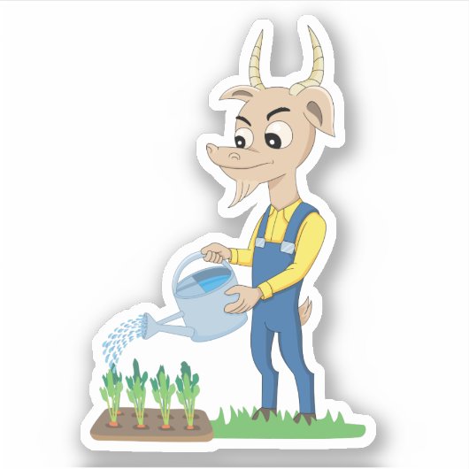 Lieve geit Tuinman cartoon Sticker (Voorkant)