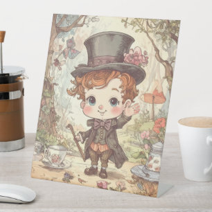 Lieve Gekke Hoedenmaker Fantasievolle Wonderland B Reclamebord Met Voetstuk