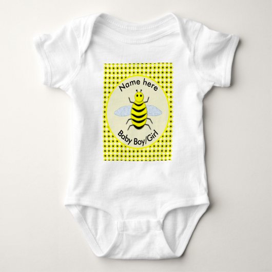 Lieve Gele Baby Bij Neutrale Aangepaste Romper (Voorkant)