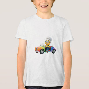 Lieve Gele Kok die met een Regenboog Kleurige Oude Tri-Blend Shirt