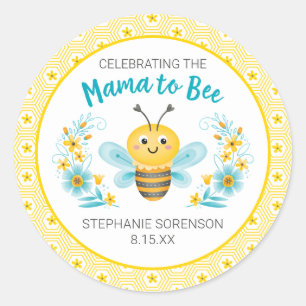 Lieve Gele Mama voor Bijen Baby Shower Ronde Sticker