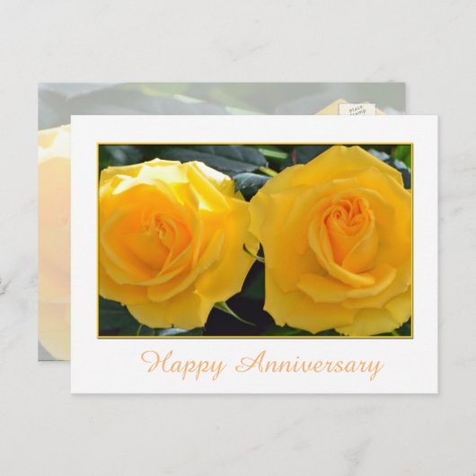 Lieve gele rozenbloemen blij met je verjaardag briefkaart (Voorkant / Achterkant)