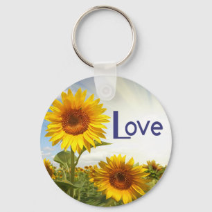 Lieve Gele Zonnebloemen Bloemensleutelhanger Sleutelhanger
