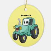 Lieve gelukkige groene tractor cartoon keramisch ornament (Links)