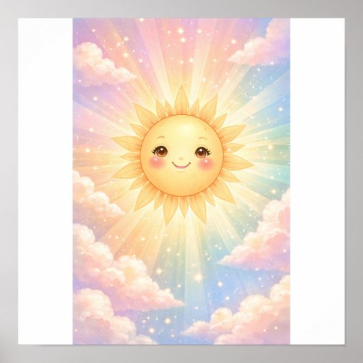Lieve Gelukkige Zon Pastel Poster (Voorkant)