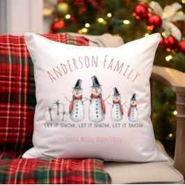Lieve Gepersonaliseerde Familienaam Sneeuwman Laat Kussen