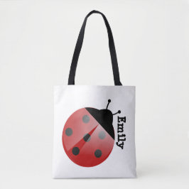 Lieve Gepersonaliseerde Lieveheersbeestje op Witte Tote Bag