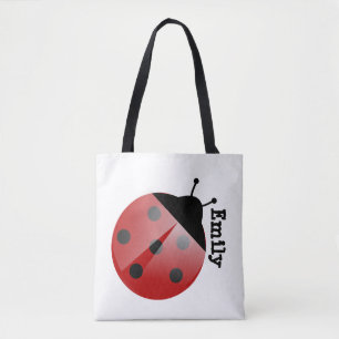 Lieve Gepersonaliseerde Lieveheersbeestje op Witte Tote Bag