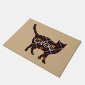 Lieve geruite kat -  Bienvenue Deurmat (Schuin)