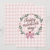 lieve geruite roze valentijnskaart feestdagenkaart (Voorkant / Achterkant)