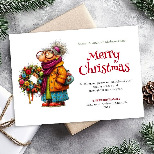 Lieve gestoorde vrouw kerstgroet aangepaste kaart