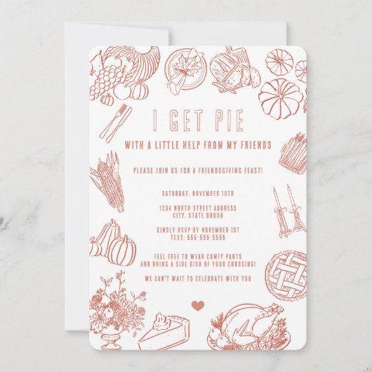 Lieve, gezellige Friendsgiving-diner viering Kaart (Voorkant)