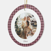 Lieve Gingham Pr Plum Plaid Douane Foto Kerstmis Keramisch Ornament (Links)