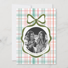 Lieve Gingham Strik Foto Kerstkaart