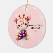 Lieve Giraffe Baby Eerste Kerstmis Keramisch Ornament (Links)
