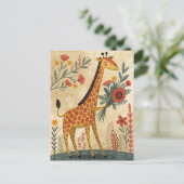Lieve giraffe felicitaties volkskunst stijl briefkaart (Staand voorkant)