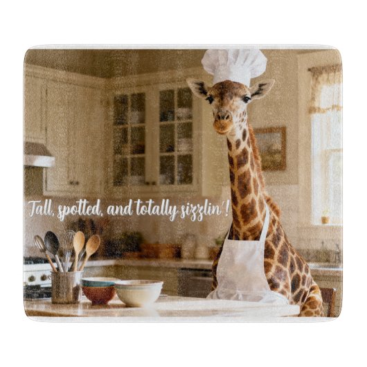 Lieve Giraffe Gepersonaliseerde Glazen Snijplank (Voorkant)