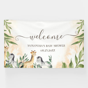 Lieve Giraffe, Zebra Verlaat Babyfeestje Spandoek