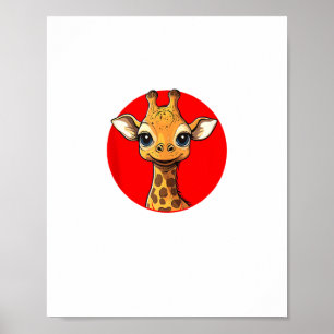 Lieve Giraffen Gezicht Grote Ogen Cartoon Kunst Poster