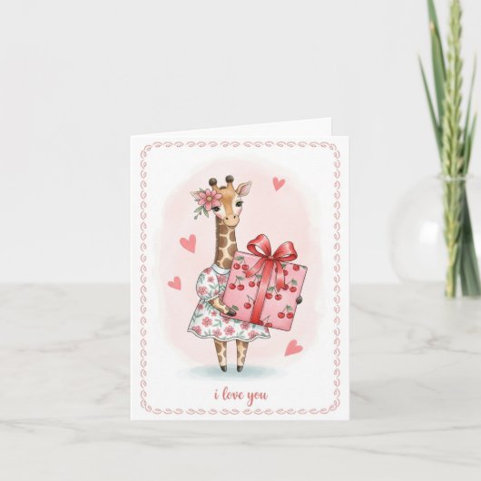 Lieve Giraffenmeisje Feestdagen Kaart (Voorkant)