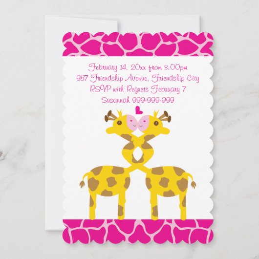 Lieve Giraffes in Liefde Roze Kinder Valentijnse Kaart (Achterkant)