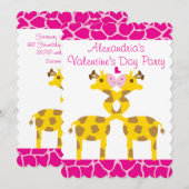 Lieve Giraffes in Liefde Roze Kinder Valentijnse Kaart (Voorkant / Achterkant)
