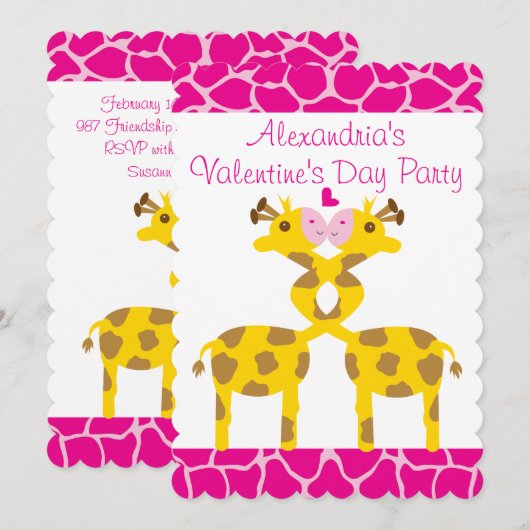 Lieve Giraffes in Liefde Roze Kinder Valentijnse   Kaart (Voorkant / Achterkant)