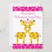 Lieve Giraffes in Liefde Roze Kinder Valentijnse   Kaart (Voorkant)