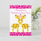 Lieve Giraffes in Liefde Roze Kinder Valentijnse   Kaart (Staand voorkant)