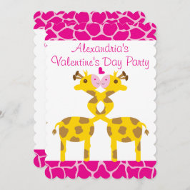Lieve Giraffes in Liefde Roze Kinder Valentijnse   Kaart