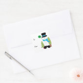 Lieve Glimlachende Vorstige Sneeuwman Vierkante Sticker (Envelop)