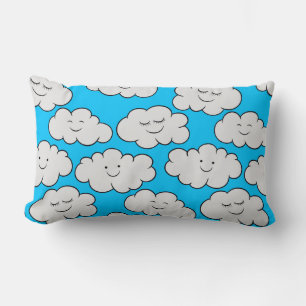 Lieve glimlachende wolken op een heldere blauwe ac kussen
