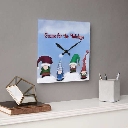 Lieve Gnome Bende Vierkante Klok (Kantoor)