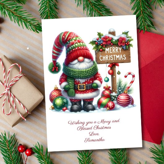 Lieve Gnome Kerstman Kerstvakantie Kaart