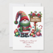 Lieve Gnome Kerstman Kerstvakantie Kaart (Voorkant)