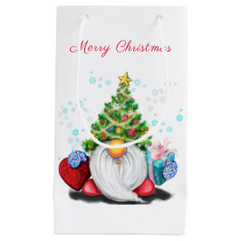 Lieve Gnome met Kerstboomhoed en Cadeau Klein Cadeauzakje