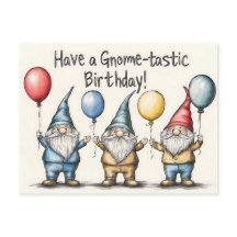 Lieve Gnome-verjaardagsillustratie met ballonnen