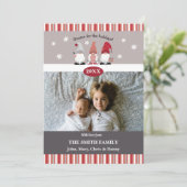 Lieve Gnome voor de Feestdagen Nordic Grijs Rood R Feestdagenkaart (Staand voorkant)
