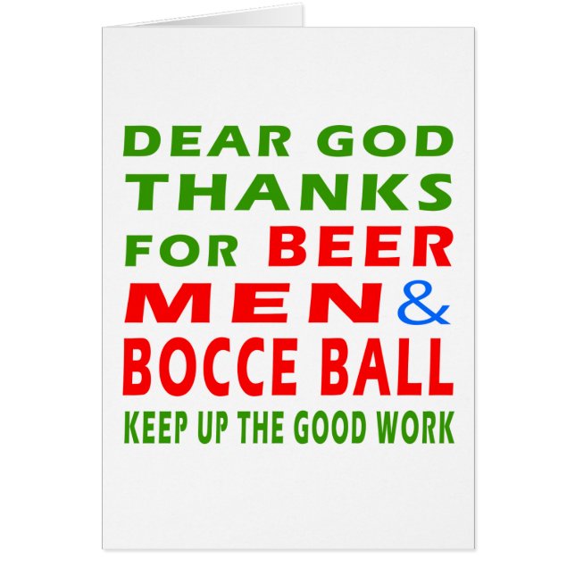 Lieve God Bedankt voor Mannen van bier en bocce Ba (Voorkant)