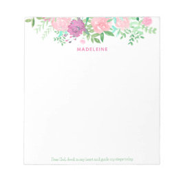 Lieve God, blijf in mijn hart Roze Bloemen Waterve Notitieblok